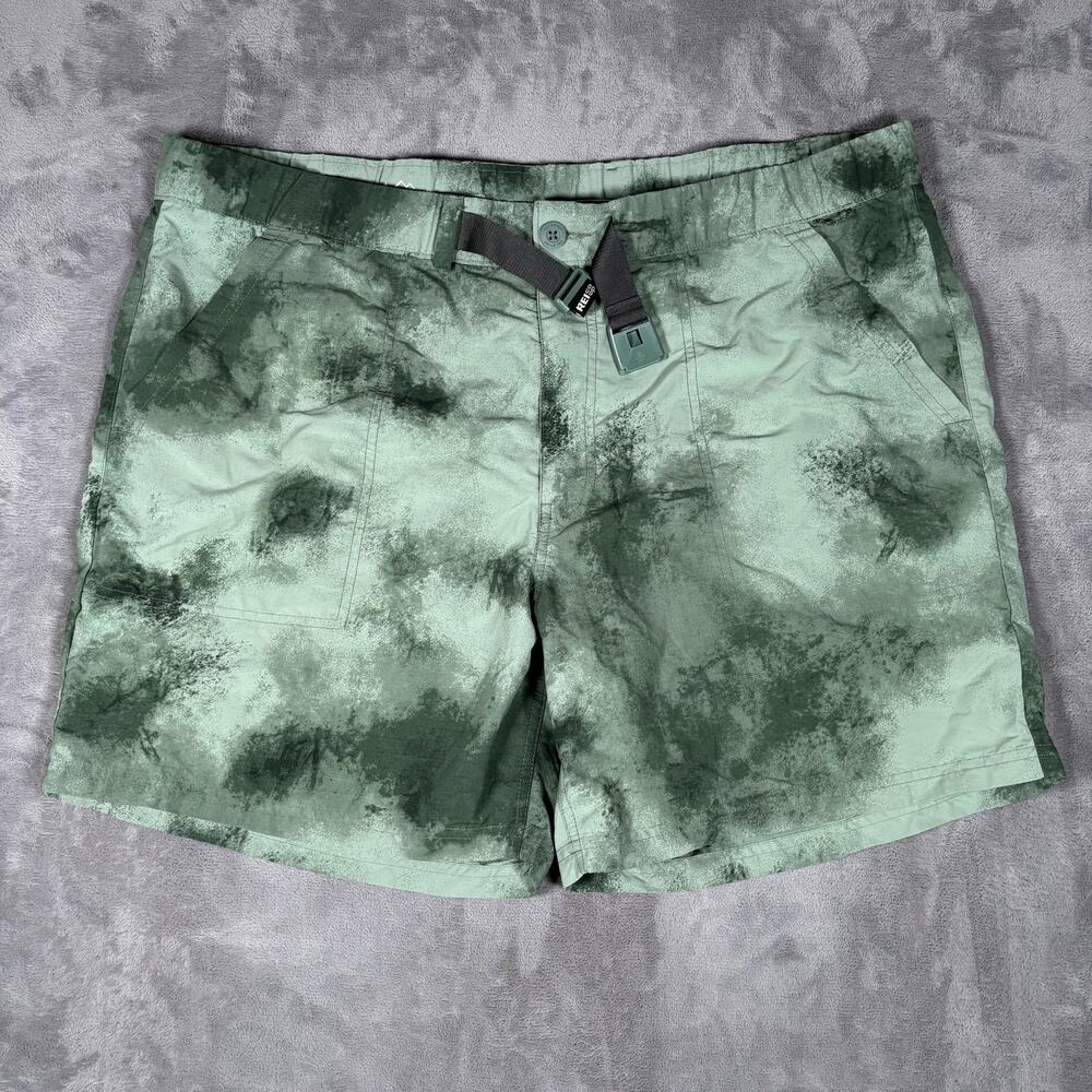 REI Co-op Sahara Amphib Shorts Men’s XL Green Tie Dye Hiking Fishing Belted 6.5”